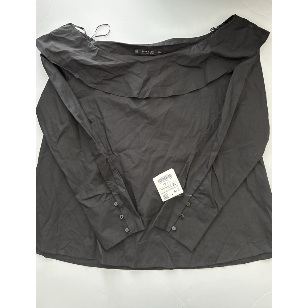 ZARA Women's Black Off Shoulder Blouse M classiccore minimalist